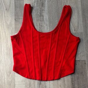 Red Sculpted Tank Top